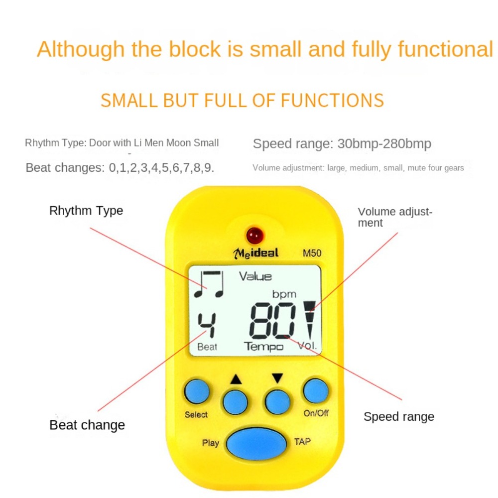 Metronome Digital - เครื่องเมโทรนอม LCD ขนาดเล็กแบบมืออาชีพ พร้อมช่องเสียบหูฟัง แบบหนีบพกพา ทำจากพลาสติก