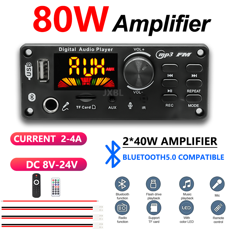 Audio Music App - บอร์ดถอดรหัส MP3 บลูทูธ 5.0 กำลังขับ 80W