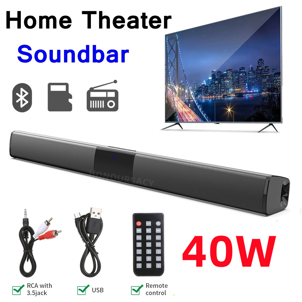 Audio Music Visualizer Free - 40W Soundbar ทีวีแบบพกพาบลูทูธลําโพง Sound Bar คอลัมน์ไร้สายระบบโฮมเธียเตอร์