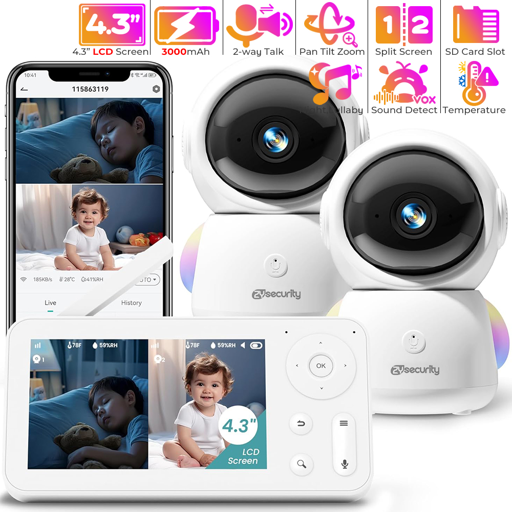 Audio Music App - 2K Baby Monitor พร้อม 2 กล้องและเสียง