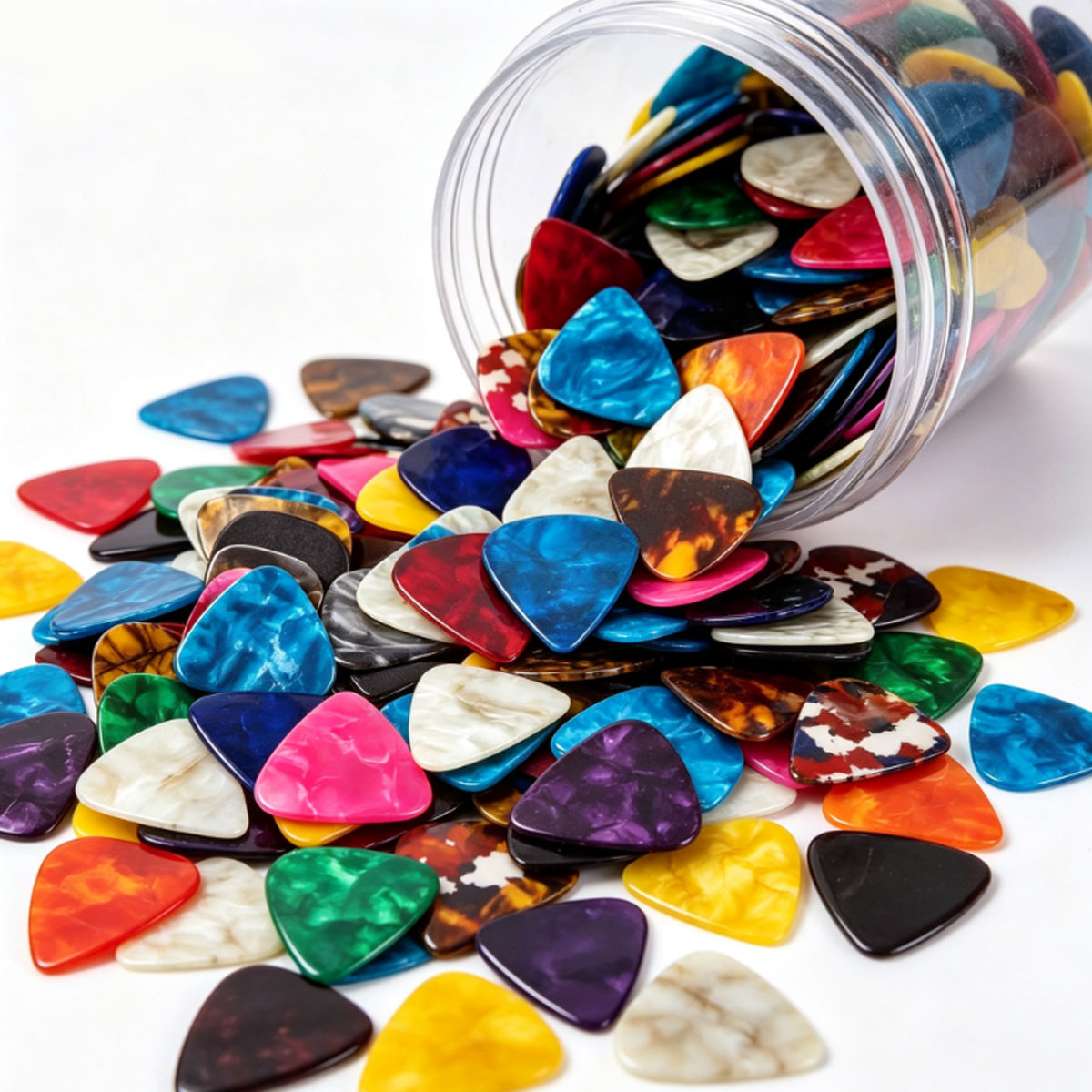 Electric Guitar Pick Pack - 84 ชิ้น 0.46 มม. ชุดปิ๊กกีตาร์เซลลูลอยด์หลากสีสำหรับแมนโดลิน เบส