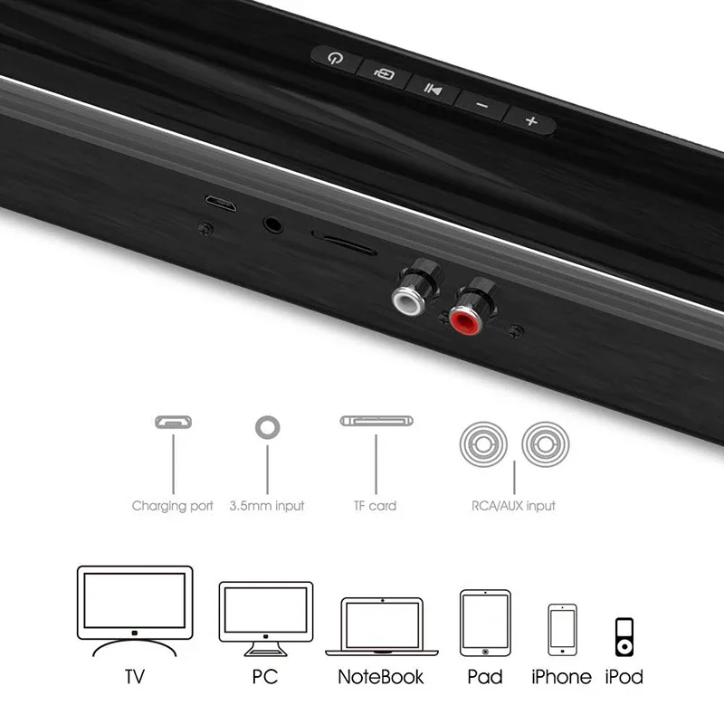 40W ไร้สาย Bluetooth Soundbar  - Audio Music Visualizer Free บทวิจารณ์และราคา