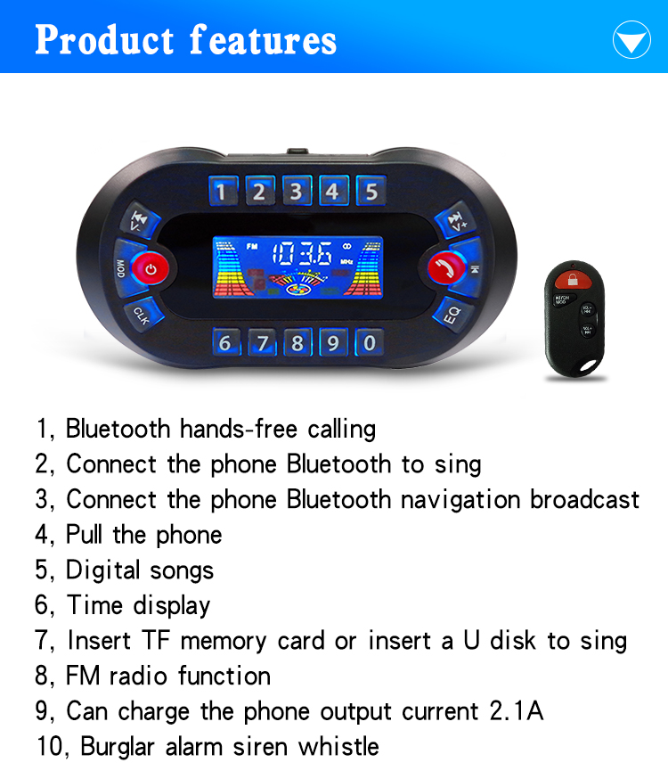 ลำโพงบลูทูธขยายเสียงติดรถมอเตอ - Audio Music App บทวิจารณ์และราคา